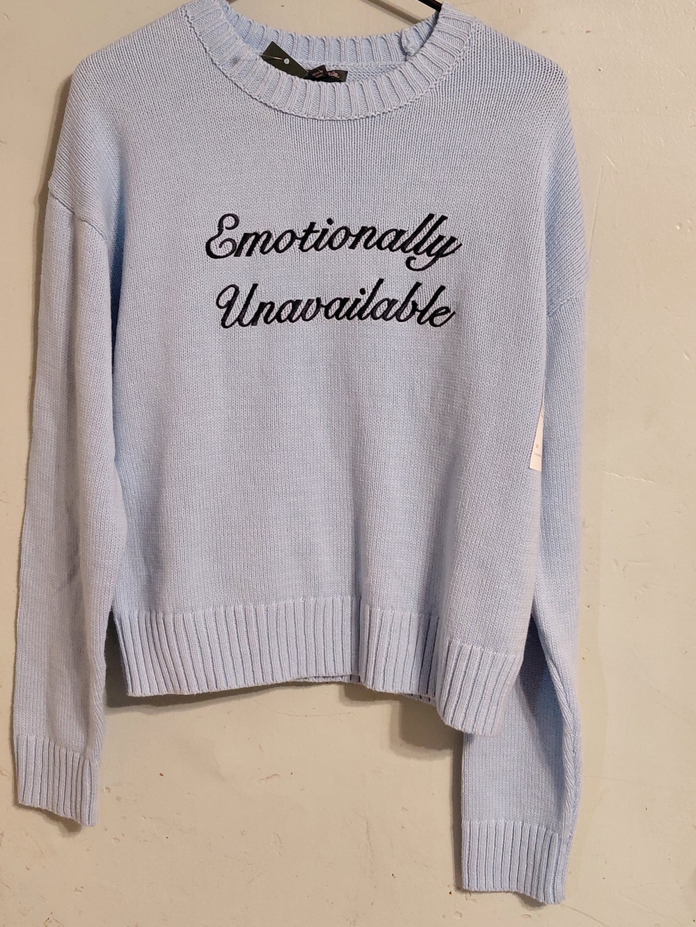 wild fable Light Blue 'Emotionally Unavailable' Crewneck Sweater